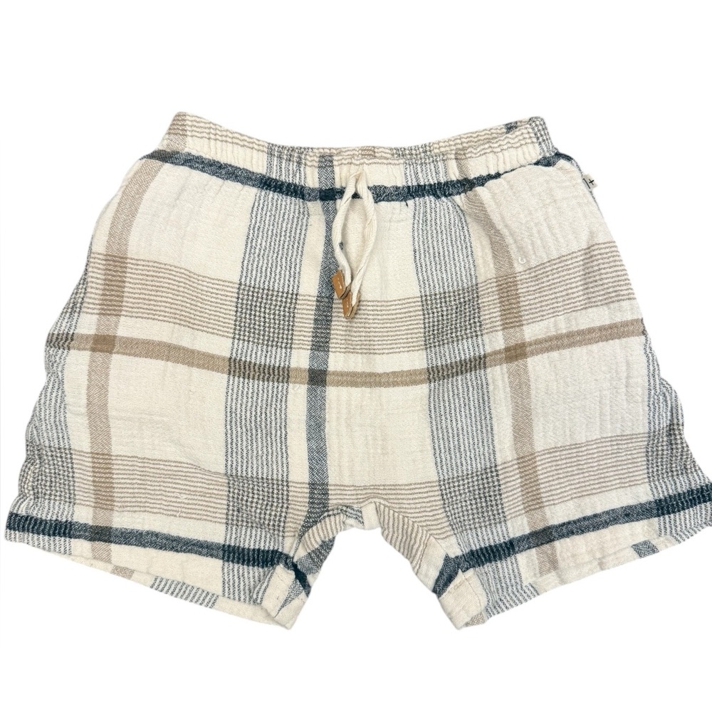 1 + in the family Kids Plaid Drawstring Shorts - Cream & Tan 36m